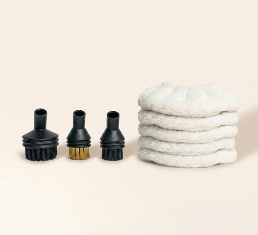 5 extra cloths and 3 brush heads